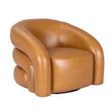 Rocco Swivel Lounge Chair (Brown PU Leather)