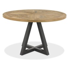 Indus Rustic Oak 4 Seater Circular Table & 4 Indus Cantilever Chairs Set by Bentley Designs