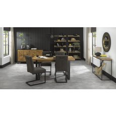 Indus Rustic Oak 4-6 Seater Table & 4 Indus Cantilever Chairs Set by Bentley Designs