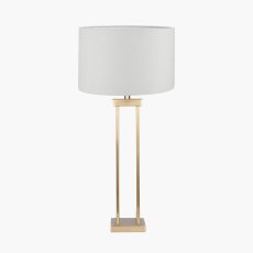 Satin Brass Metal Column Table Lamp With Lino 45cms Lampshade