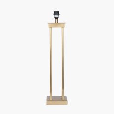 Satin Brass Metal Column Table Lamp With Lino 45cms Lampshade