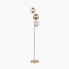 Brushed Brass Metal and White Orb Dome Floor Lamp