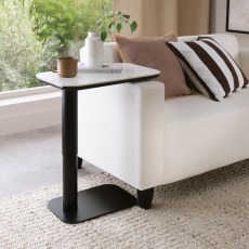 Rilo Height Adjustable Sofa Table (White Sintered Stone) by Bentley Designs