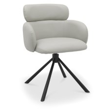 Hugo Swivel Dining Chair (Light Grey Faux Leather) by Bentley Designs