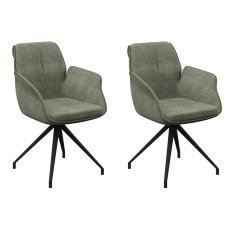 Pair of Catania Swivel Dining Armchairs (Green)