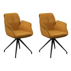 Pair of Catania Swivel Dining Armchairs (Mustard)