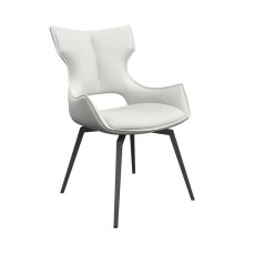 Pair of Raphael Swivel Dining Chairs (White Faux Leather)
