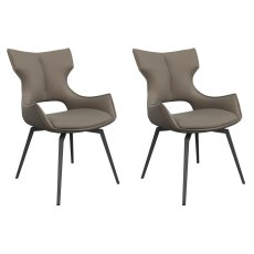 Pair of Raphael Swivel Dining Chairs (Taupe Faux Leather)