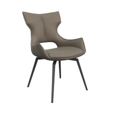 Pair of Raphael Swivel Dining Chairs (Taupe Faux Leather)