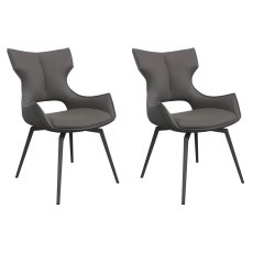 Pair of Raphael Swivel Dining Chairs (Grey Faux Leather)