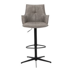 Joseph Swivel Bar Stool (Silver PU Leather)