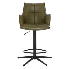 Joseph Swivel Bar Stool (Green PU Leather)