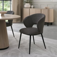 Pair of Arlo Dining Chairs (Grey Fabric) by Bentley Designs Pair of Arlo Dining Chairs (Grey Fabric) by Bentley Designs