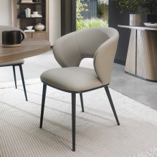 Pair of Arlo Dining Chairs (Grey Faux Leather) by Bentley Designs