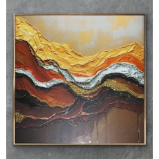 Golden Waves In Abstract 90 x 90cm