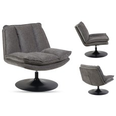 Isabella Swivel Accent Chair (Grey Fabric)