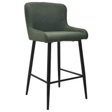 Pair of Isaac Bar Stools (Green Boucle Fabric) by Bentley Designs