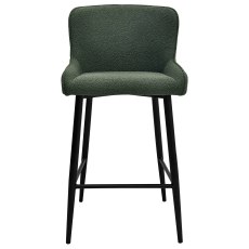 Pair of Isaac Bar Stools (Green Boucle Fabric) by Bentley Designs