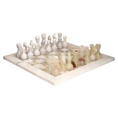 Flos Carved White Marble And Green Onyx Chess Set Flos Carved White Marble And Green Onyx Chess Set