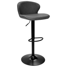 Rosano Gas-Lift Bar Stool (Dark Grey Faux Leather) by Bentley Designs
