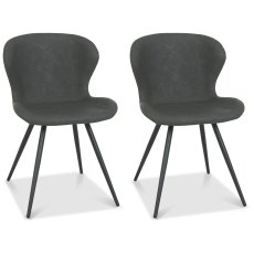 Pair of Milo Dining Chairs (Dark Grey Faux Leather) by Bentley Designs