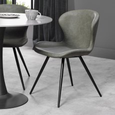 Pair of Milo Dining Chairs (Olive Faux Leather) by Bentley Designs