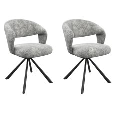 Pair of Lazzaro Swivel Dining Chairs (Grey Fabric)