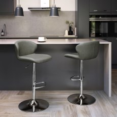 Rosano Gas-Lift Bar Stool (Olive Faux Leather & Chrome Base) by Bentley Designs Rosano Gas-Lift Bar Stool (Olive Faux Leather & Chrome Base) by Bentley Designs