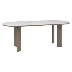 Duo Grey Oiled Oak 6 Seater Dining Table with Monte Bianco Sintered Stone Top Duo Grey Oiled Oak 6 Seater Dining Table with Monte Bianco Sintered Stone Top