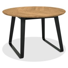 Emerson Rustic Oak and Peppercorn 4 Seater Circular Dining Table by Bentley Designs