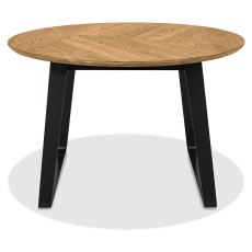 Emerson Rustic Oak and Peppercorn 4 Seater Circular Dining Table by Bentley Designs
