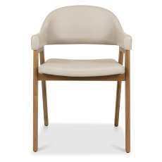 Camden Rustic Oak Upholstered Dining Armchairs - Ivory Bonded Leather (Pair) by Bentley Designs Camden Rustic Oak Upholstered Dining Armchairs - Ivory Bonded Leather (Pair) by Bentley Designs
