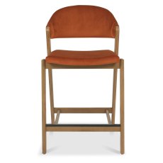 Camden Rustic Oak Upholstered Bar Stool - Rust Velvet Fabric (Single) by Bentley Designs Camden Rustic Oak Upholstered Bar Stool - Rust Velvet Fabric (Single) by Bentley Designs