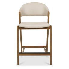 Camden Rustic Oak Upholstered Bar Stool - Ivory Bonded Leather (Single) by Bentley Designs Camden Rustic Oak Upholstered Bar Stool - Ivory Bonded Leather (Single) by Bentley Designs