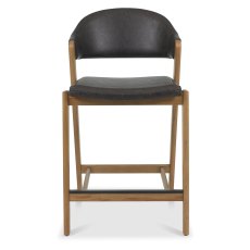 Camden Rustic Oak Upholstered Bar Stool - Old West Vintage Bonded Leather (Single) Camden Rustic Oak Upholstered Bar Stool - Old West Vintage Bonded Leather (Single)