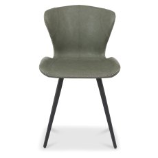 Garcia Upholstered Dining Chairs - Olive Vintage Faux Leather and Black Legs (Pair) Garcia Upholstered Dining Chairs - Olive Vintage Faux Leather and Black Legs (Pair)