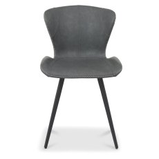 Garcia Upholstered Dining Chairs - Dark Grey Vintage Faux Leather and Black Legs (Pair) Garcia Upholstered Dining Chairs - Dark Grey Vintage Faux Leather and Black Legs (Pair)