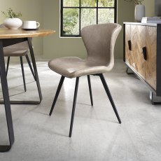 Garcia Upholstered Dining Chairs - Stone Vintage Faux Leather and Black Legs (Pair) Garcia Upholstered Dining Chairs - Stone Vintage Faux Leather and Black Legs (Pair)