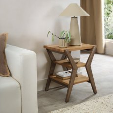 Kristen Oak and Light Weathered Oak Lamp Table by Bentley Designs Kristen Oak and Light Weathered Oak Lamp Table by Bentley Designs