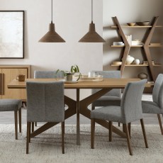 Kristen Oak and Light Weathered Oak 6 Seater Dining Table by Bentley Designs Kristen Oak and Light Weathered Oak 6 Seater Dining Table by Bentley Designs