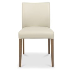 Kristen Oak and Light Weathered Oak Upholstered Dining Chairs - Ivory Bonded Leather (Pair) Kristen Oak and Light Weathered Oak Upholstered Dining Chairs - Ivory Bonded Leather (Pair)