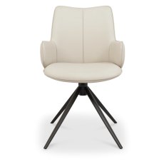 Rowan 360 Degree Self-Returning Swivel Chair - Ivory Faux Leather and Black Legs (Single) Rowan 360 Degree Self-Returning Swivel Chair - Ivory Faux Leather and Black Legs (Single)