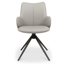 Rowan 360 Degree Self-Returning Swivel Chair - Light Grey Faux Leather and Black Legs (Single) Rowan 360 Degree Self-Returning Swivel Chair - Light Grey Faux Leather and Black Legs (Single)