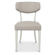 Larsen Soft Grey Upholstered Dining Chairs - Grey Bonded Leather (Pair) by Bentley Designs Larsen Soft Grey Upholstered Dining Chairs - Grey Bonded Leather (Pair) by Bentley Designs