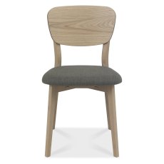 Dansk Scandi Oak Veneer Back Dining Chairs - Cold Steel Fabric (Pair) by Bentley Designs Dansk Scandi Oak Veneer Back Dining Chairs - Cold Steel Fabric (Pair) by Bentley Designs