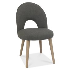 Dansk Scandi Oak Upholstered Dining Chairs - Cold Steel Fabric (Pair) by Bentley Designs Dansk Scandi Oak Upholstered Dining Chairs - Cold Steel Fabric (Pair) by Bentley Designs