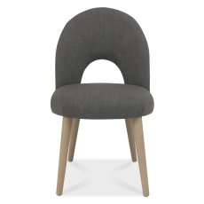 Dansk Scandi Oak Upholstered Dining Chairs - Cold Steel Fabric (Pair) by Bentley Designs Dansk Scandi Oak Upholstered Dining Chairs - Cold Steel Fabric (Pair) by Bentley Designs