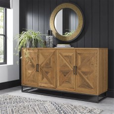 Indus Rustic Oak Wide Sideboard by Bentley Designs Indus Rustic Oak Wide Sideboard by Bentley Designs