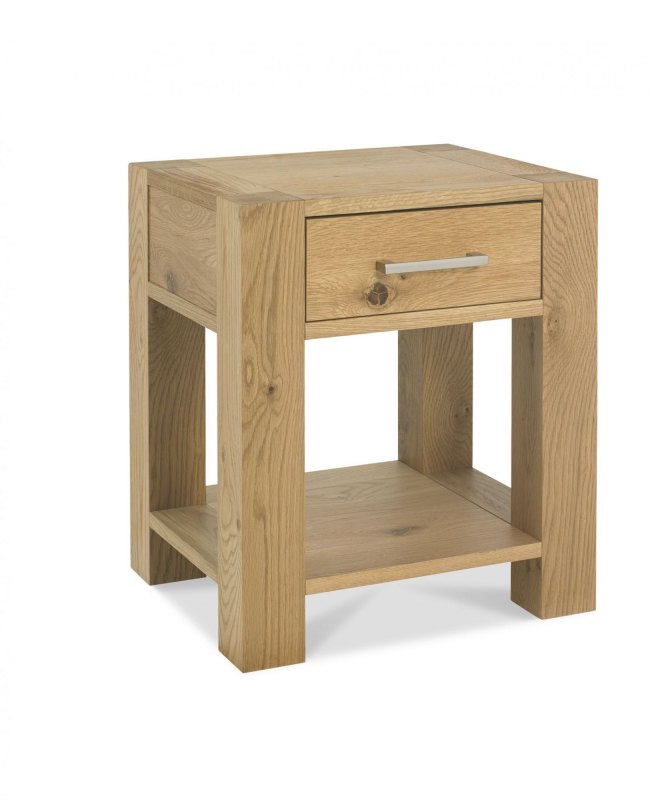 Turin Light Oak Lamp Table With Drawer