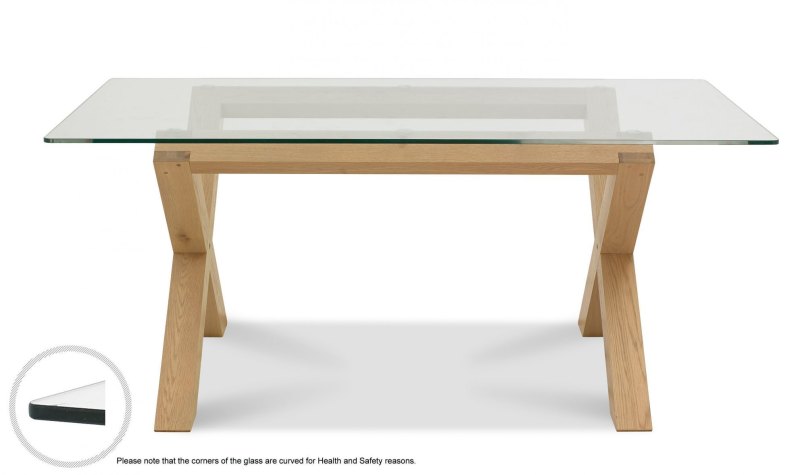 Turin Light Oak Glass Top Dining Table